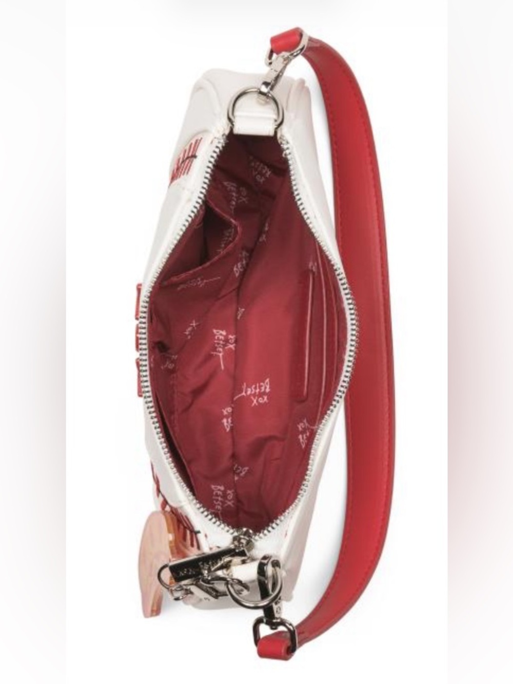 BETSEY JOHNSON Baseball Hot Dog Americana Baguette Bag Purse & Charm NEW NWT - Picture 2 of 6